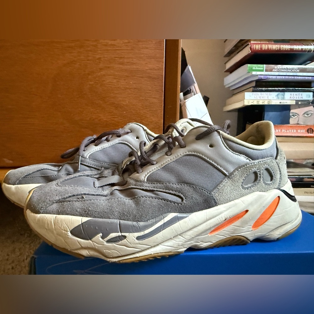 Yeezy Gray and Orange Men's Sneakers 9.5